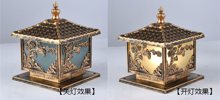 91视频首页照明(QDZTD-006)仿古压铸铝迎客松柱头灯开关灯效果