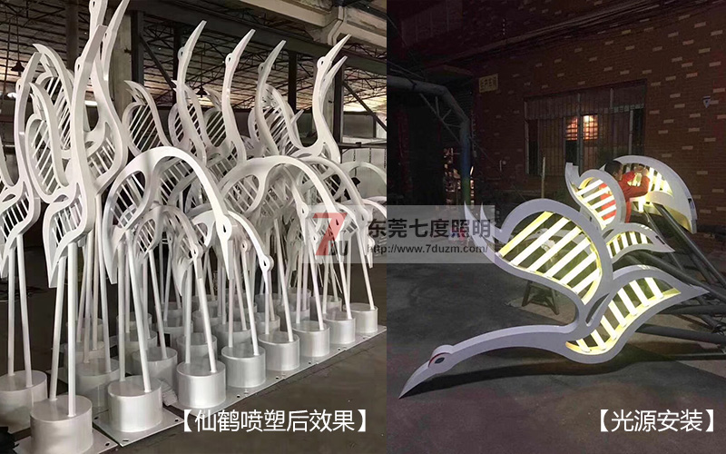 91视频首页照明(QDJGD-XH001)仙鹤造型91视频成人官网生产实拍图片