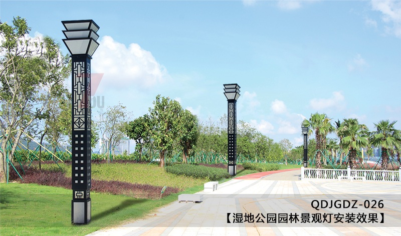 (QDJGDZ-026)公园广场中式文化方形91视频成人官网柱安装实景效果