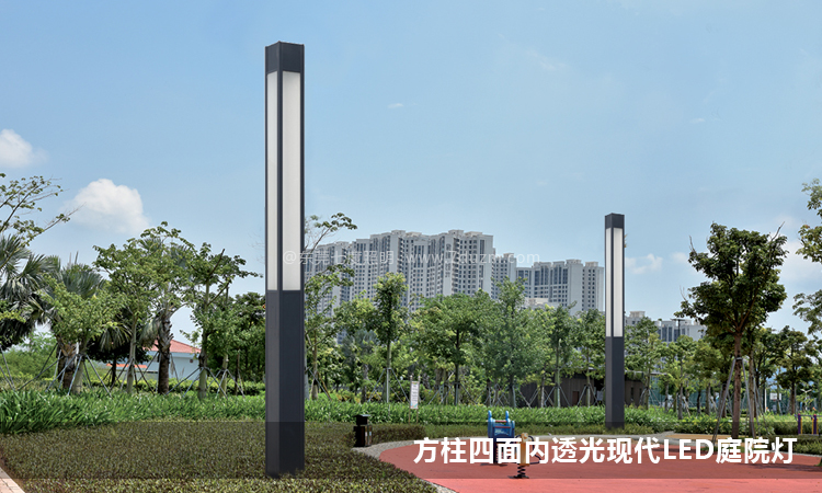 园林现代4米方形LED91视频成人官网柱公园安装效果