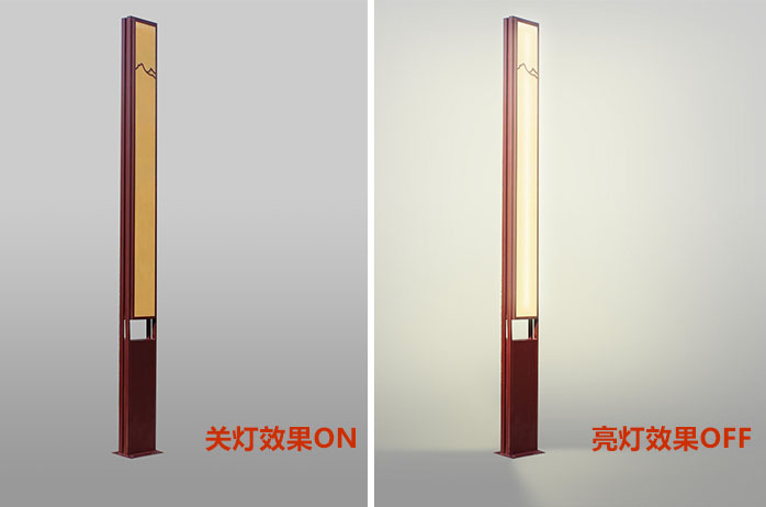 QDJGDZ-034特色新中式仿云石庭院91视频成人官网柱关灯与亮灯效果实拍